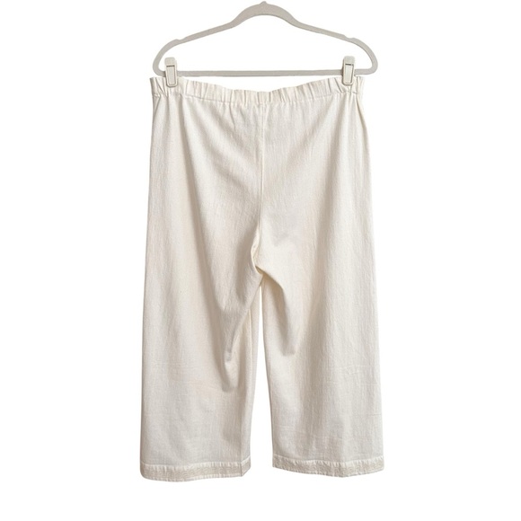 THE EARTH COLLECTION Natural Cotton Cream Wide Leg Crop Pants Greek Key Hem XXL - Picture 7 of 10